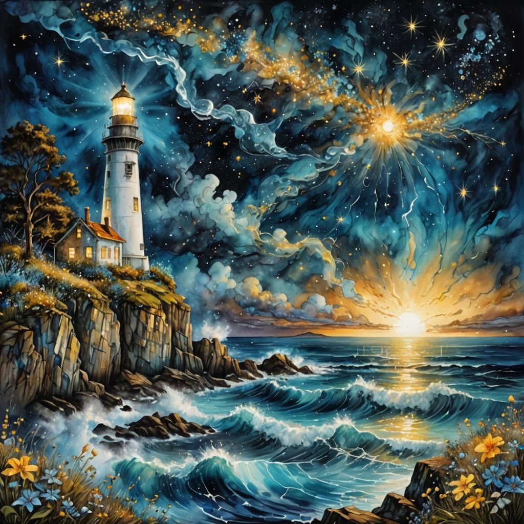 The comet over the Lighthouse   by @MArt