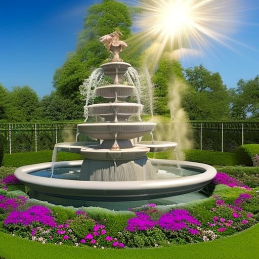 Photorealistic, high definition, lavish rose garden with softly lit 3 ...