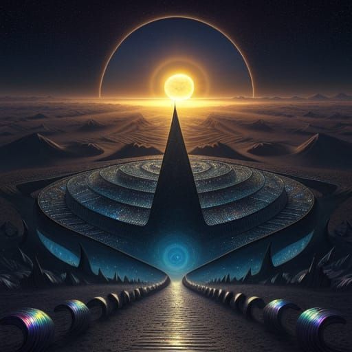 Cat with Iridescent Scales in Surreal Book Desert