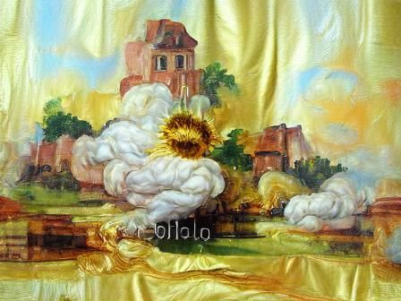 billowing soft cloth sunny day oil painting baroque