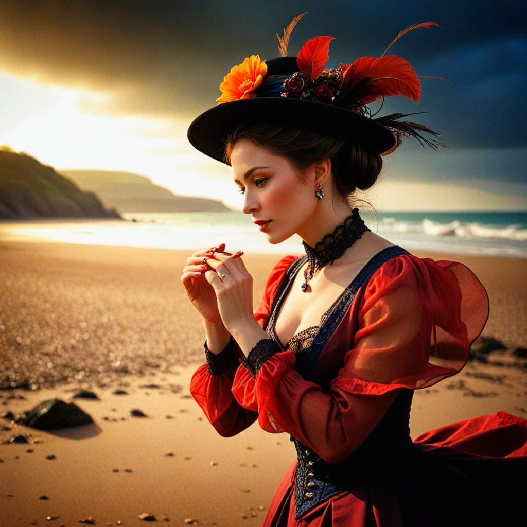 Elegant Victorian Lady in Hyperrealistic Portrait