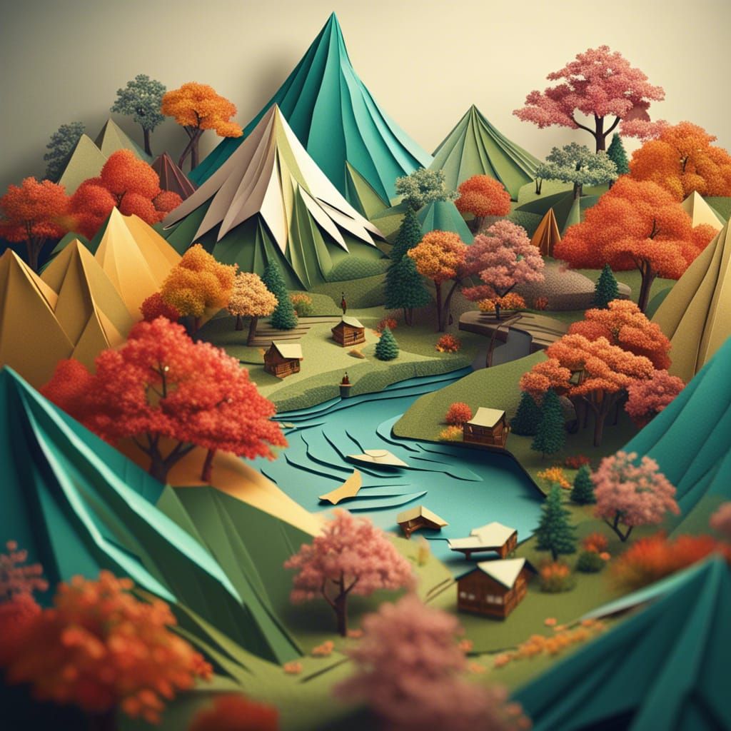Origami landscape - AI Generated Artwork - NightCafe Creator