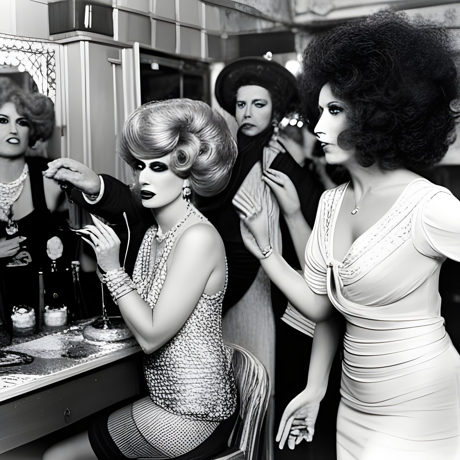 Drag queens colorful from turkey in seventies in the old bar...