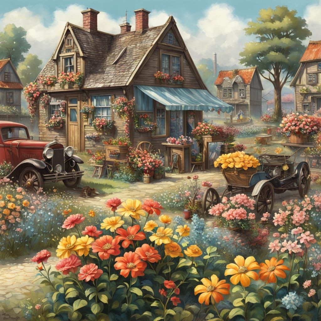 Vintage village flowers - 7 likes  by @TravellerUK