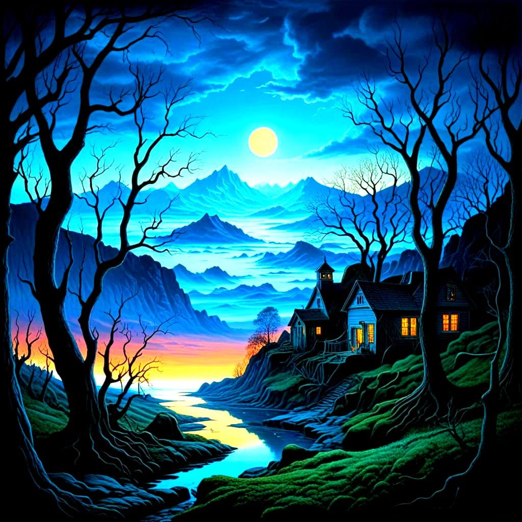 Ethereal Surreal Landscape in Hyperrealist Style