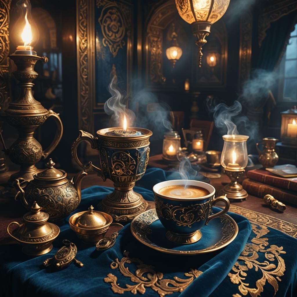 Nocturnal Coffee in Dark Academia Style