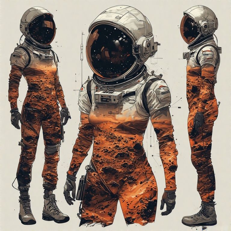 Double exposure Mars landing tattoo sheet on model