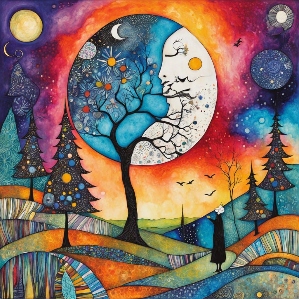 Fauvist Cosmic Nebula in Alcohol Ink Zentangle