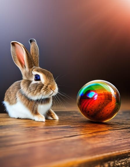 Rabbit playing with ammolite ball - AI Generated Artwork - NightCafe ...