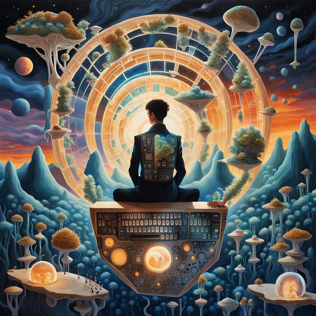 In this surreal and highly detailed artwork, Bobby Honey (男人...