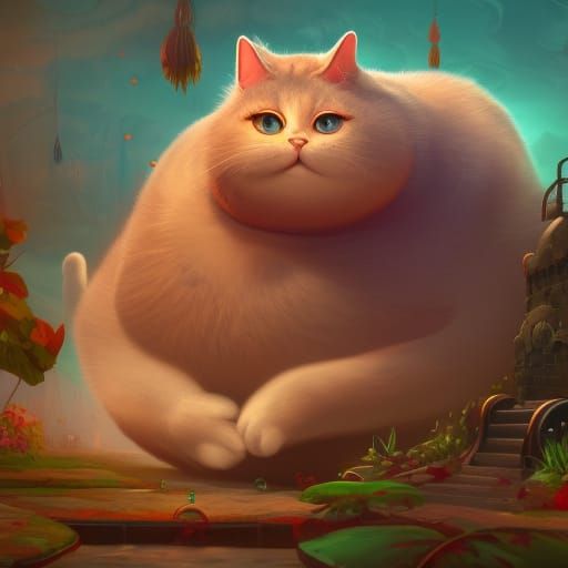A fat cat as a Cartoon