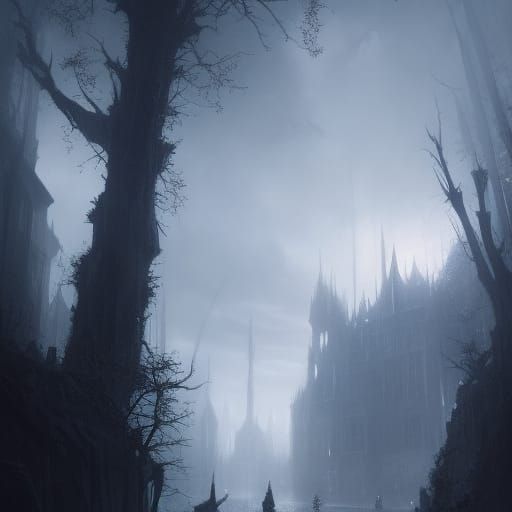 Haunted castle in a dark forest