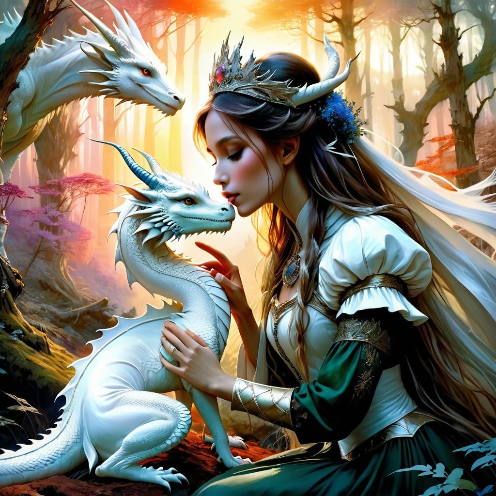 White Dragon and the Princess   by @Superbear