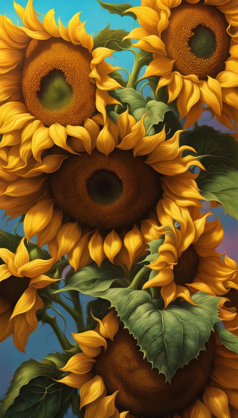 hyper-real realistic sunflowers - AI Generated Artwork - NightCafe Creator