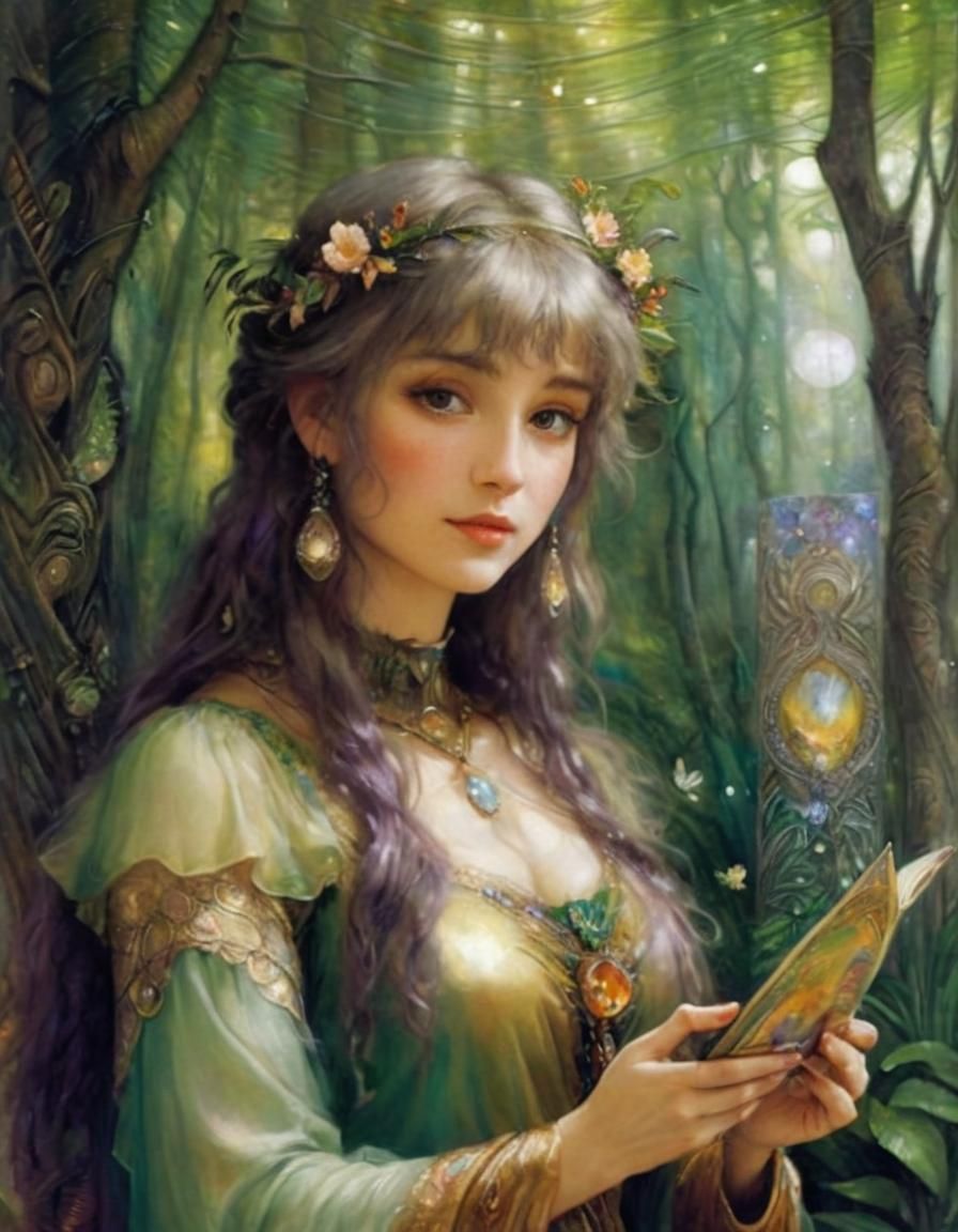 Enchanting Forest Goddess Oil Painting