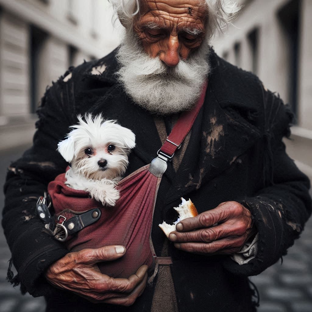 The puppy was abandoned, but he is happy now he is not alone anymore💗