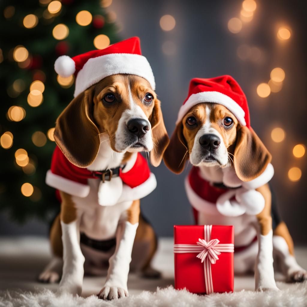 Les Père Noël Beagle. - AI Generated Artwork - NightCafe Creator