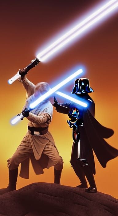 Darth Vader and Luke Skywalker in a light Saber Duel Epic cinematic ...