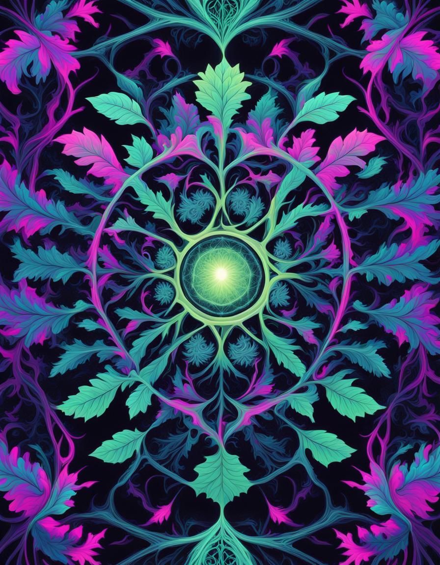 forest with fractal/patterns of vines, trees with patterns/f...