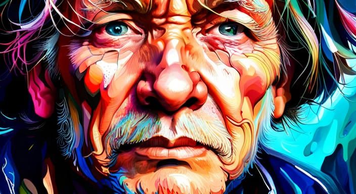 (( a close up portrait of an Sad Old Man covered in dripping...