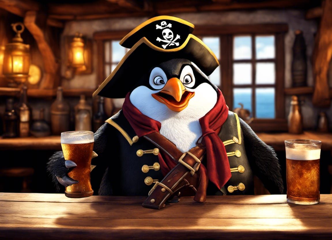 penguin pirates;saucy 17th century penguinwench pirate penguin drinks ...