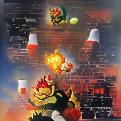 Bowser throwing a fireball