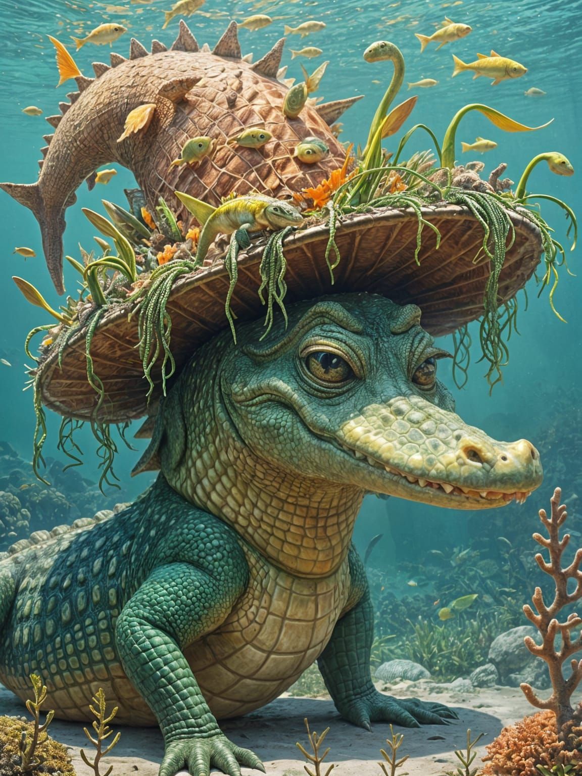 Crocodile Hat 🐊🎩🐟🐠 🥒🌱🦠  by @Ms Art