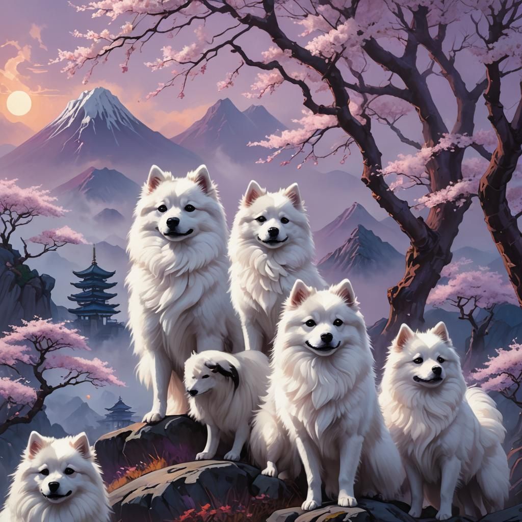 dogs Japanese spitz type AI Generated Artwork NightCafe Creator