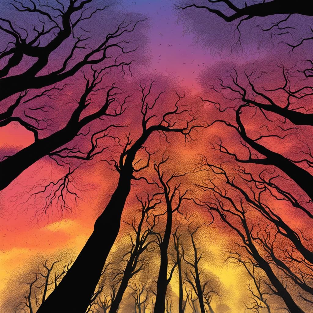 Winter trees reaching for the sky