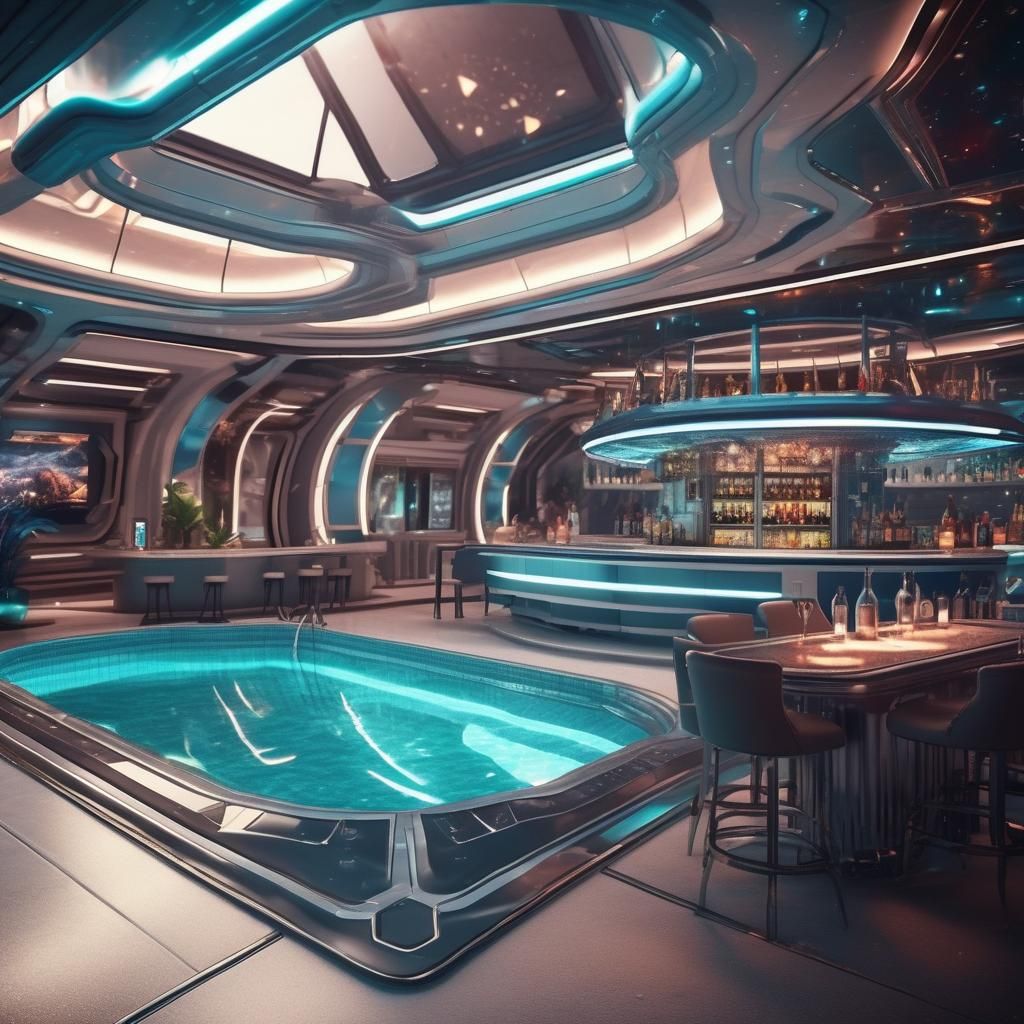 Bar swimming pool in a spaceship  by @SteveArt
