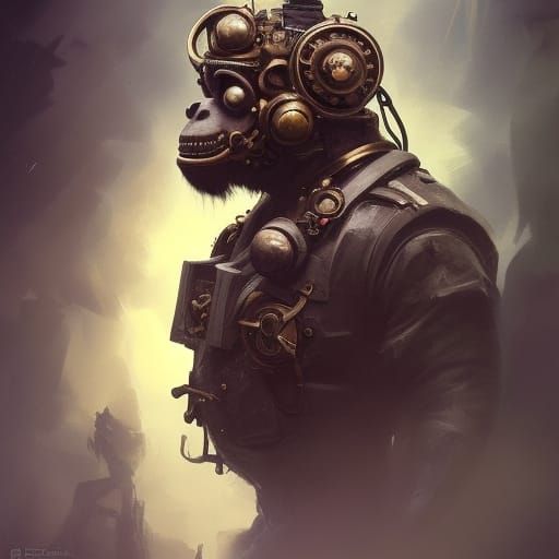 Steampunk Gorilla faced soldier