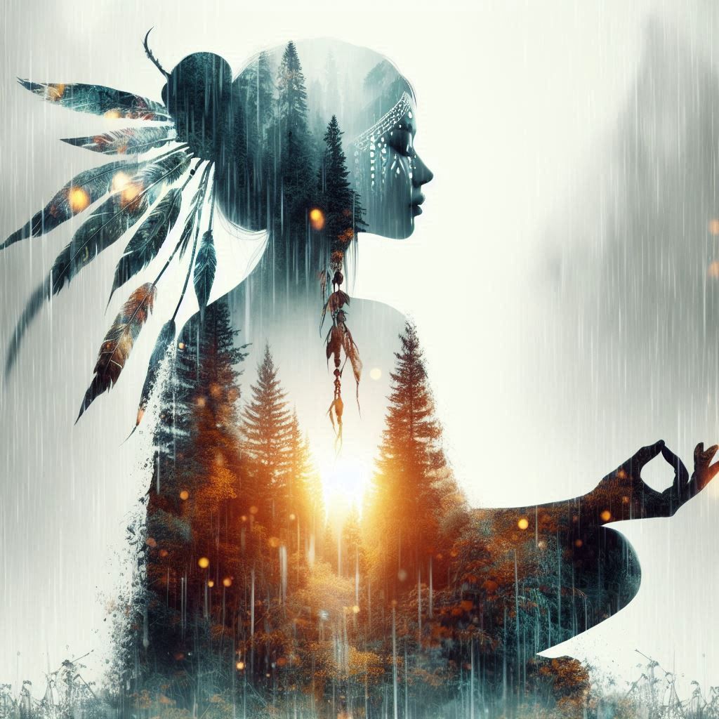 double exposure beautiful fantasy DALL-E 3 portrait landscape..