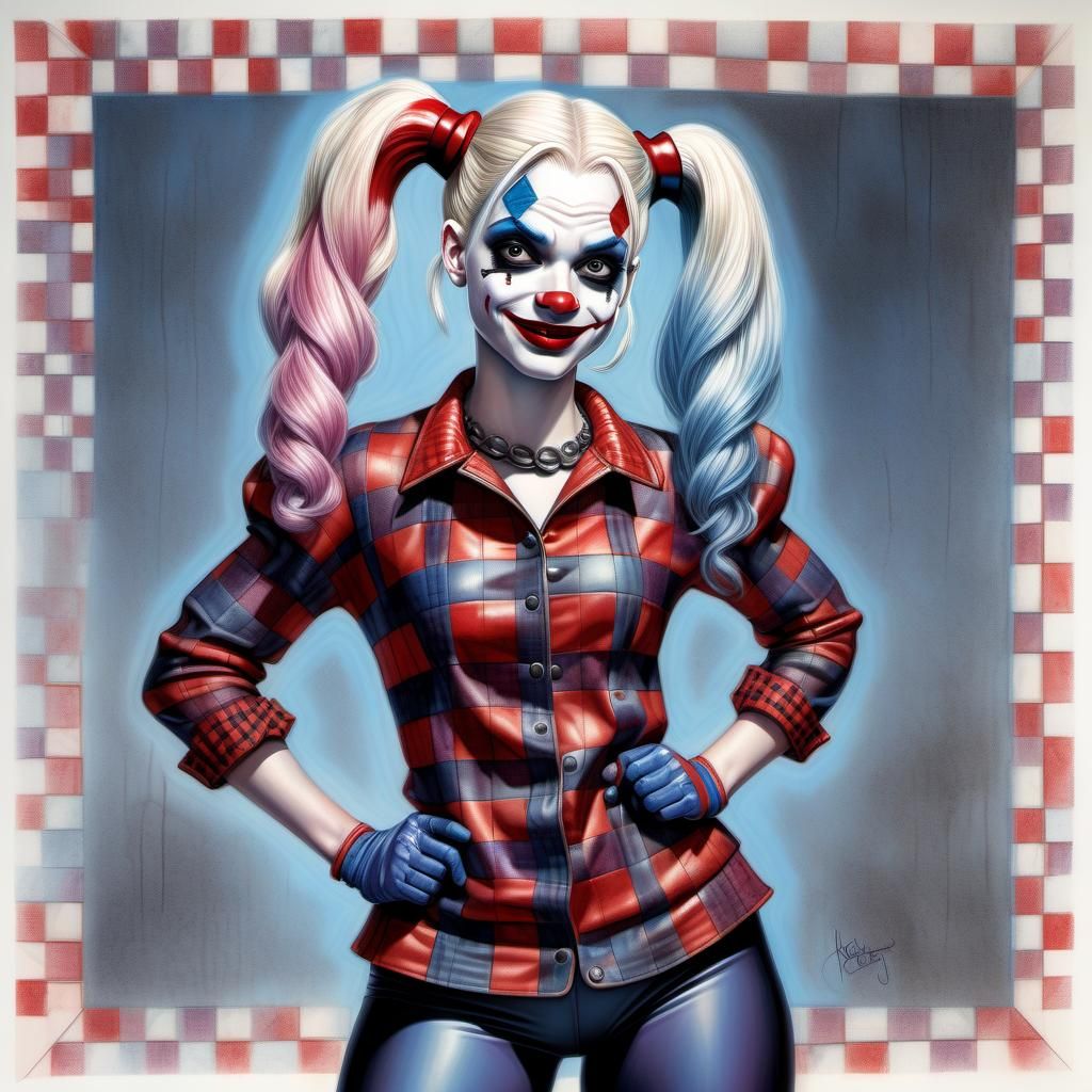 Harley Quinn, plaid patterns outfit