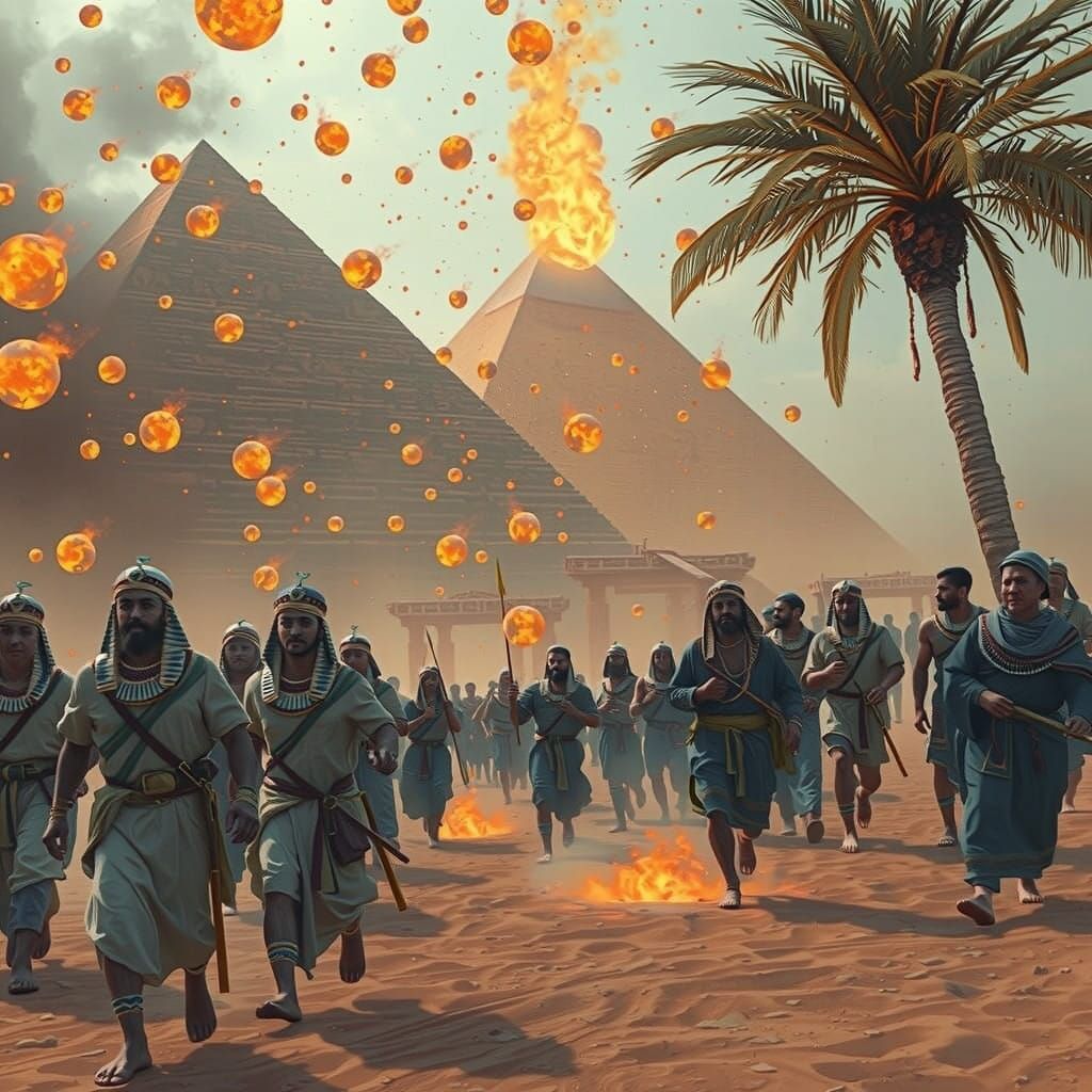 Egyptian Pharaohs Flee from Celestial Inferno