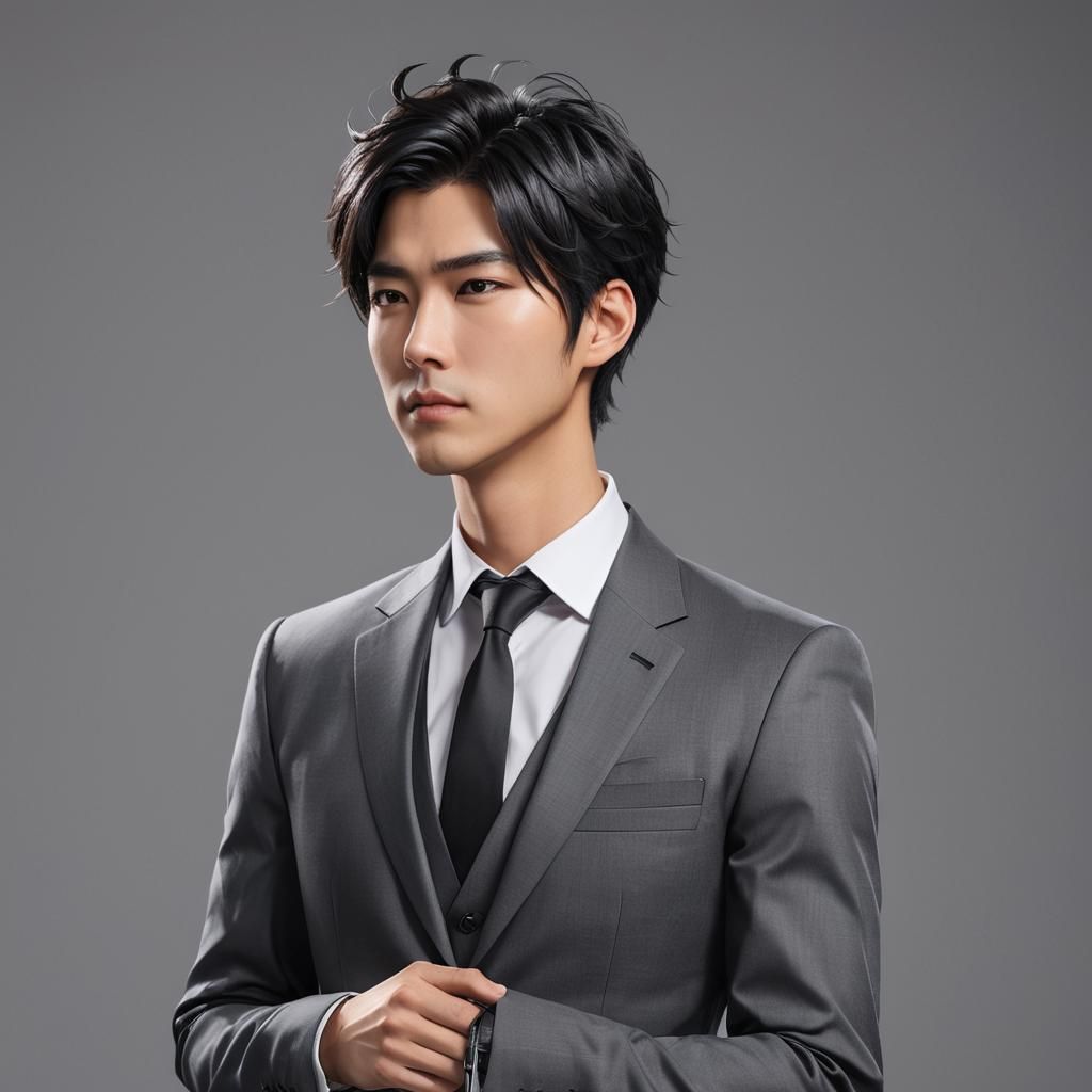 Hot asian guy with black messy hair and a business suit. Make him look like  a CEO from a kdrama - AI Generated Artwork - NightCafe Creator