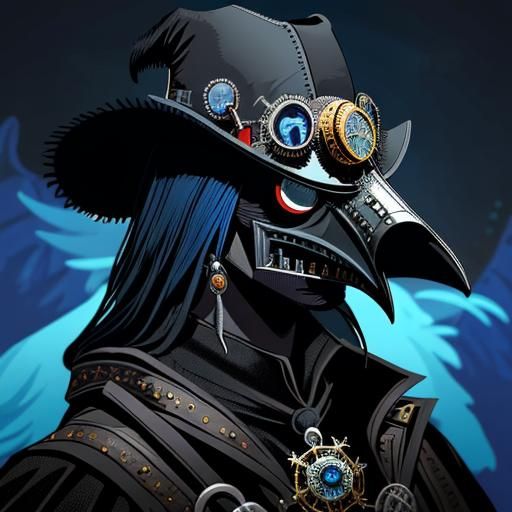 Close up of a Victorian plague doctor wearing a hat, vector art ...