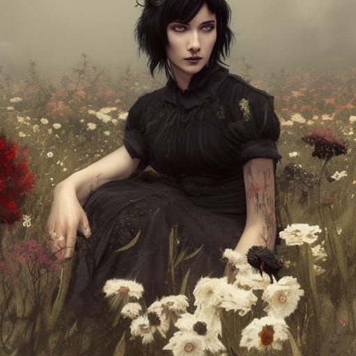 Dead flowers of black and white