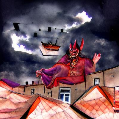 Mephistopheles Flying Over The Rooftops