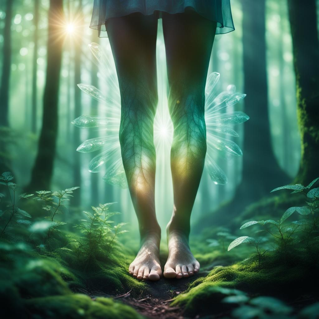 Ethereal Forest Goddess with Glowing Aura in Art Nouveau Sty...