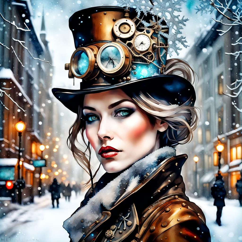 Steampunk in winter wonderland 