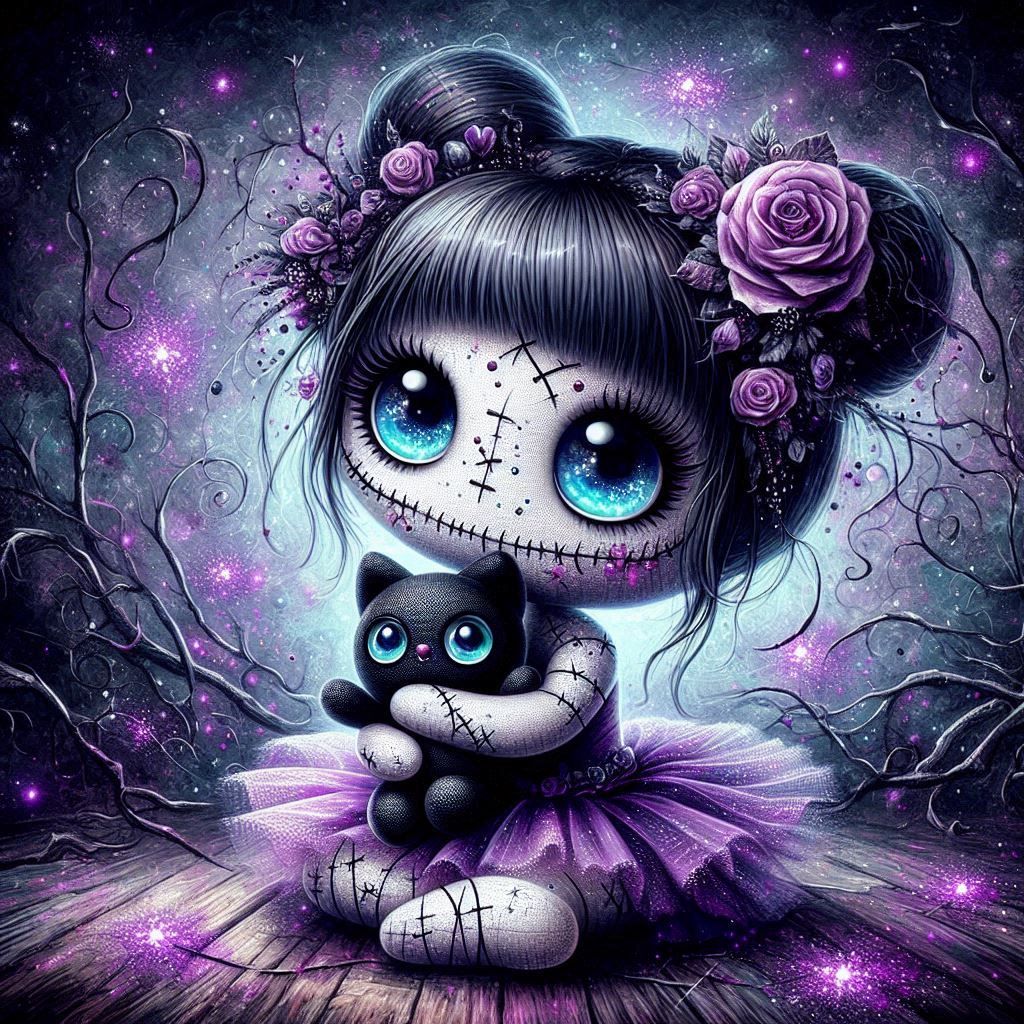 Voodoo doll loves her cat