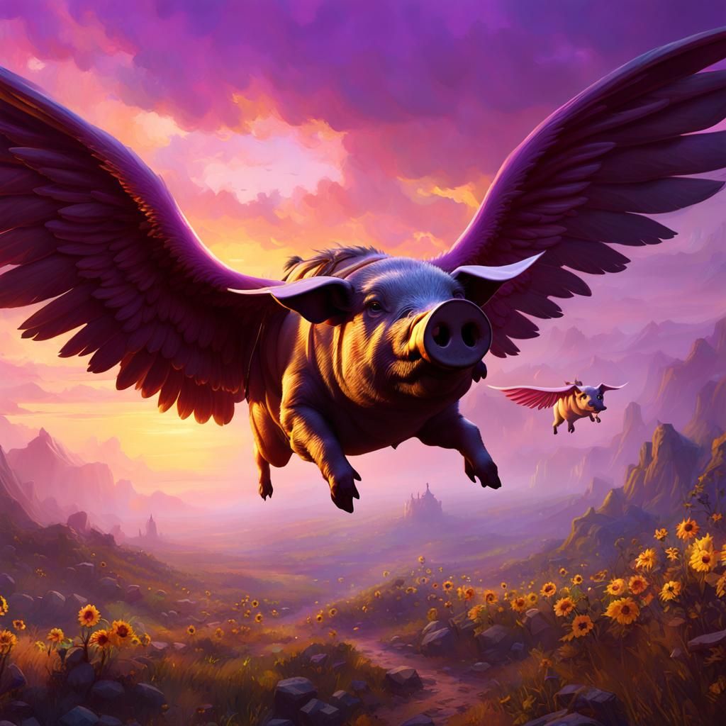 (Pigs with wings flying 1:3), a masterpiece, 8k resolution, ...