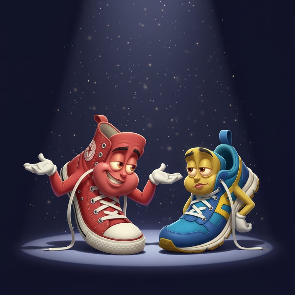 A pair of sneakers with faces