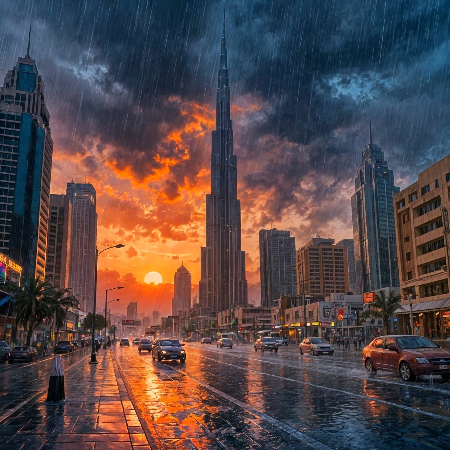 Dubai in the rain.  by @Haztac