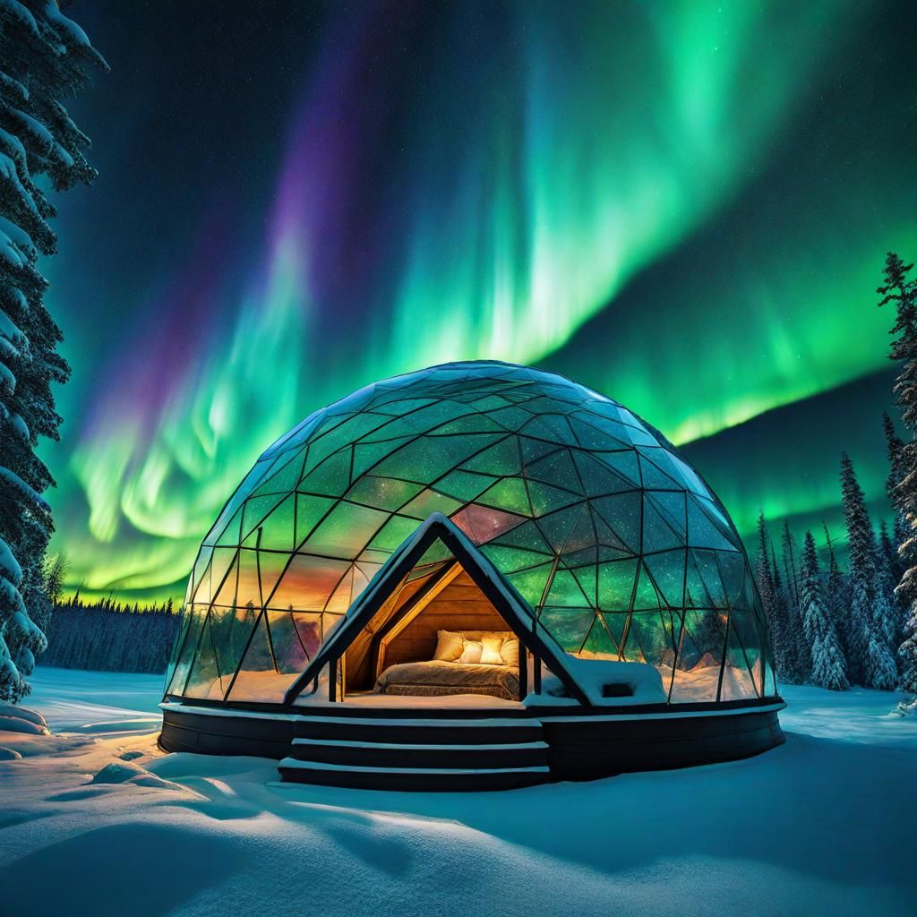Glass Ceiling Igloo to Watch the Northern Lights :)  by @JessTD