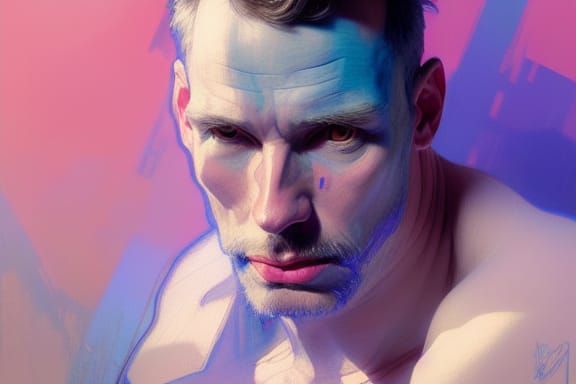 Blue pink and white Man