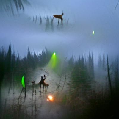 Deer hunting on a foggy night