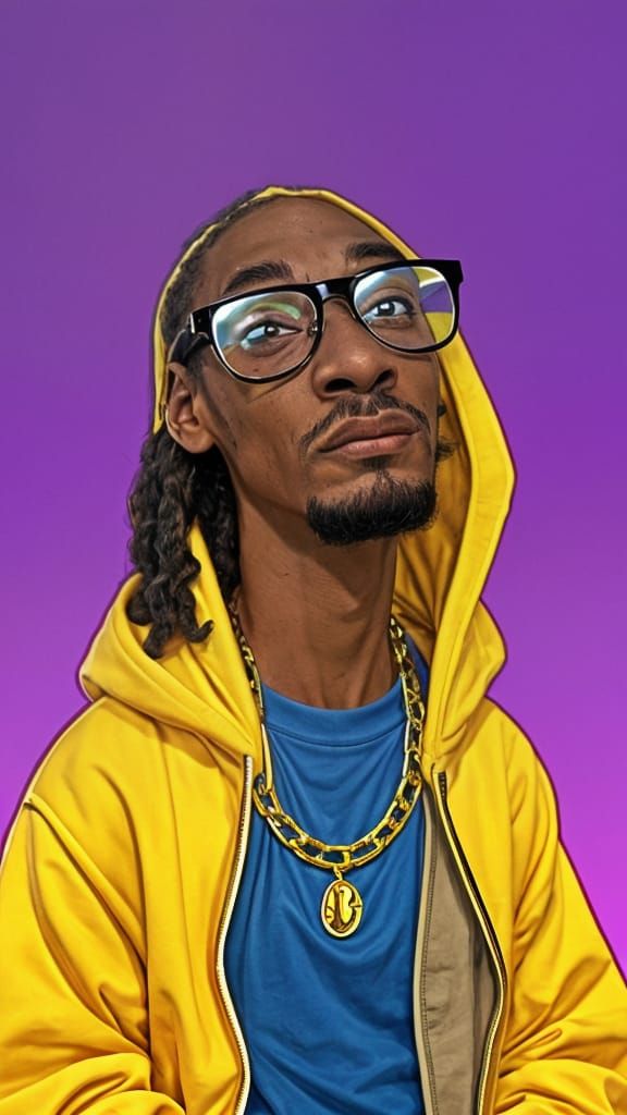 Cartoon-Style Portrait of Rapper with Moustache - AI Art