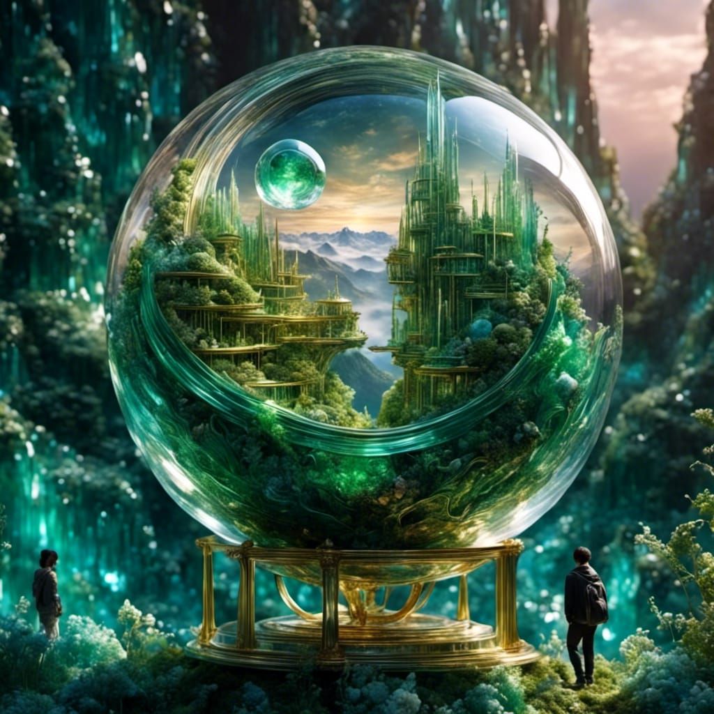 Green Eye Microchips in Transparent Ball