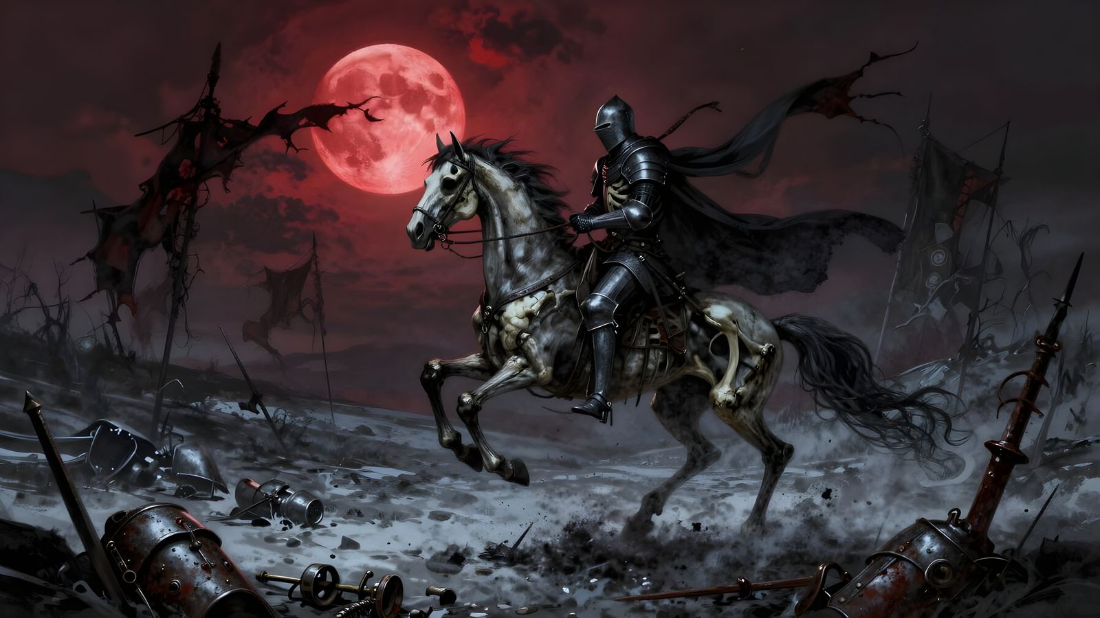 Blood Moon On the Desolate Field  by @TimanazArt